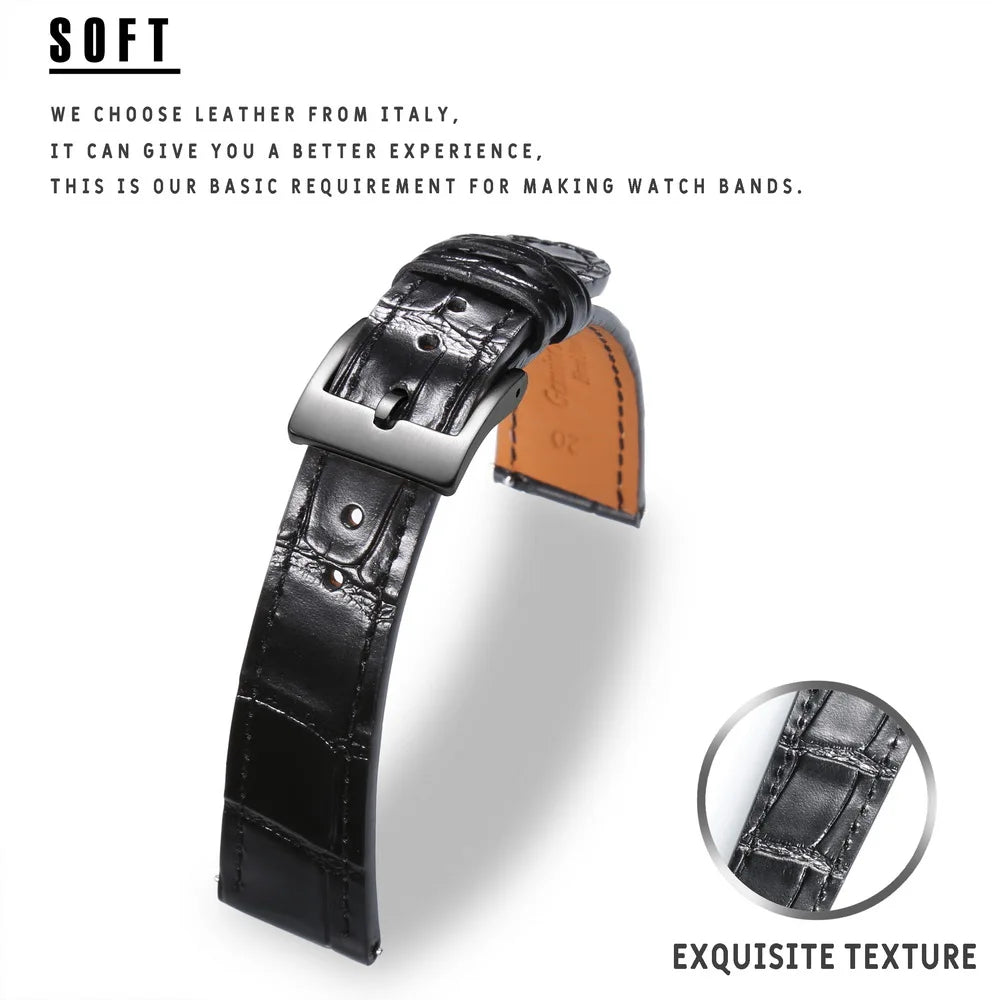 HEMSUT High Quality Genuine Leather Watch Band Quick Release Handmade Cowhide Wrist Straps For Men 18MM 20MM 21MM 22MM