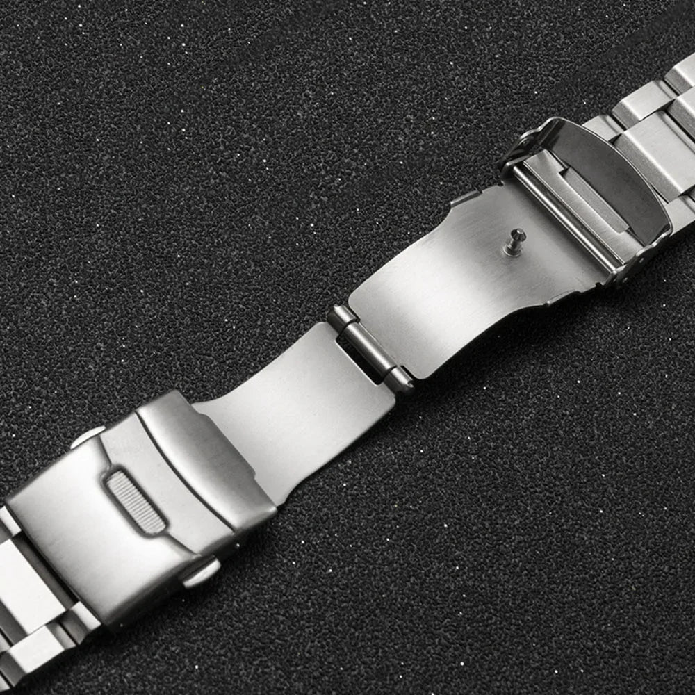 Stainless Steel Metal Watch Strap with Luxury Buckle (18–25mm)