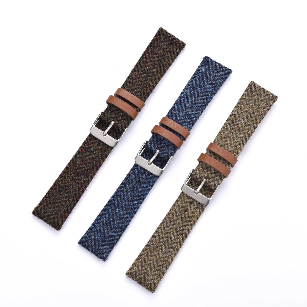 Wool Weave Vintage Leather Quick Release Watch Strap – 18/20/22mm