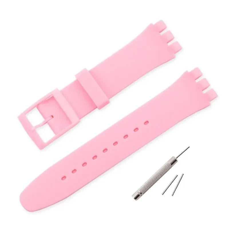 Colorful Silicone Rubber Watch Strap for Swatch (16–20mm)