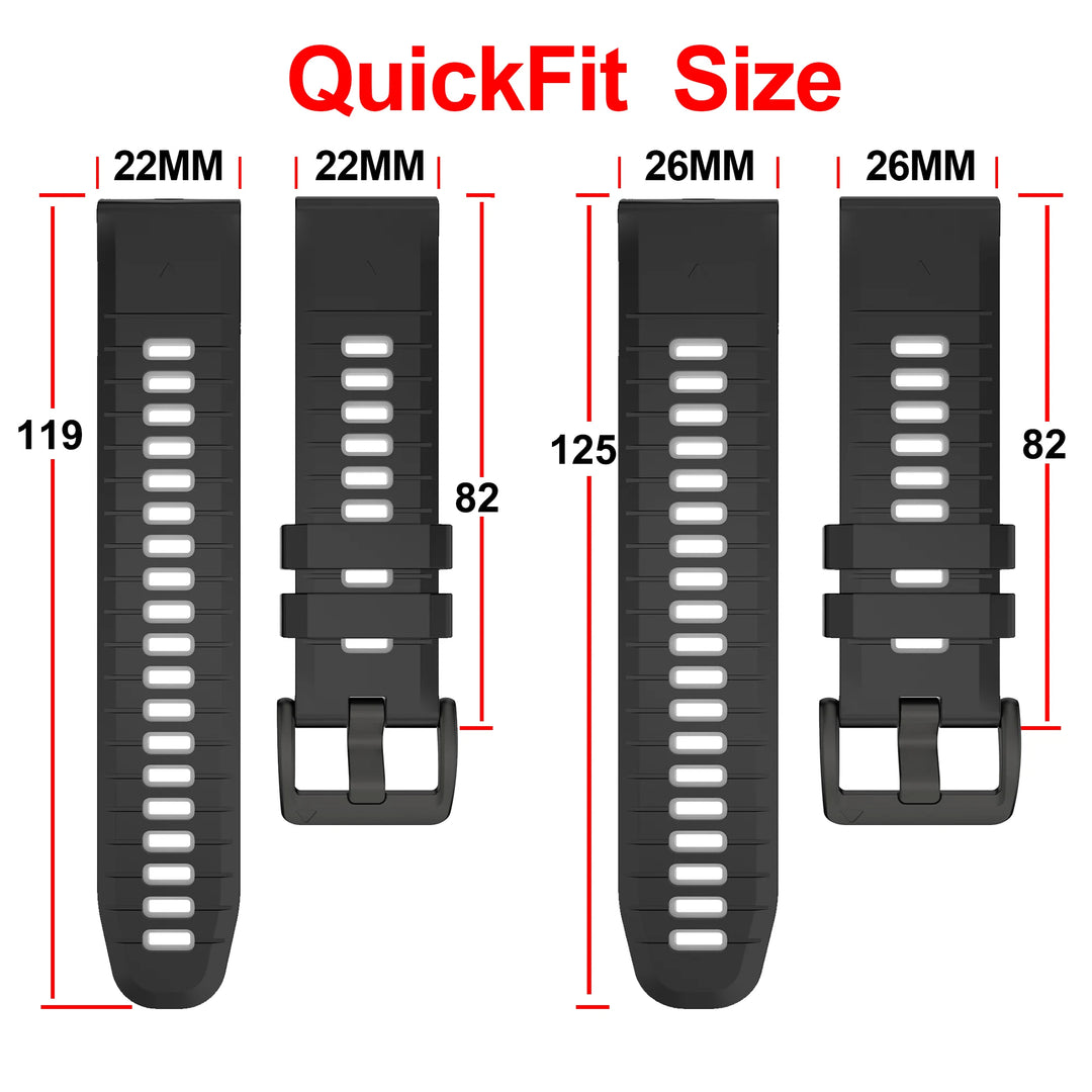 QuickFit Silicone Strap for Garmin Fenix, Epix & Enduro (22-26mm)