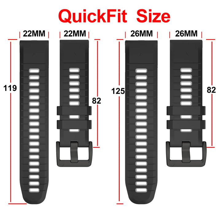 QuickFit Silicone Strap for Garmin Fenix, Epix & Enduro (22-26mm)