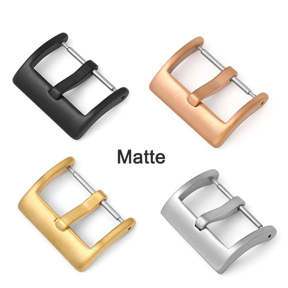 Metal Watch Buckle – 16–24mm, Stainless Steel, Silver/Black/Rose Gold