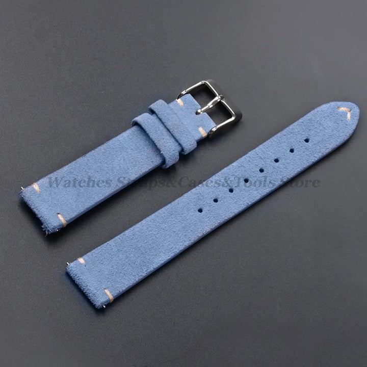 Vintage Suede Leather Watch Band 14–22mm for Omega & Seiko (Handmade,