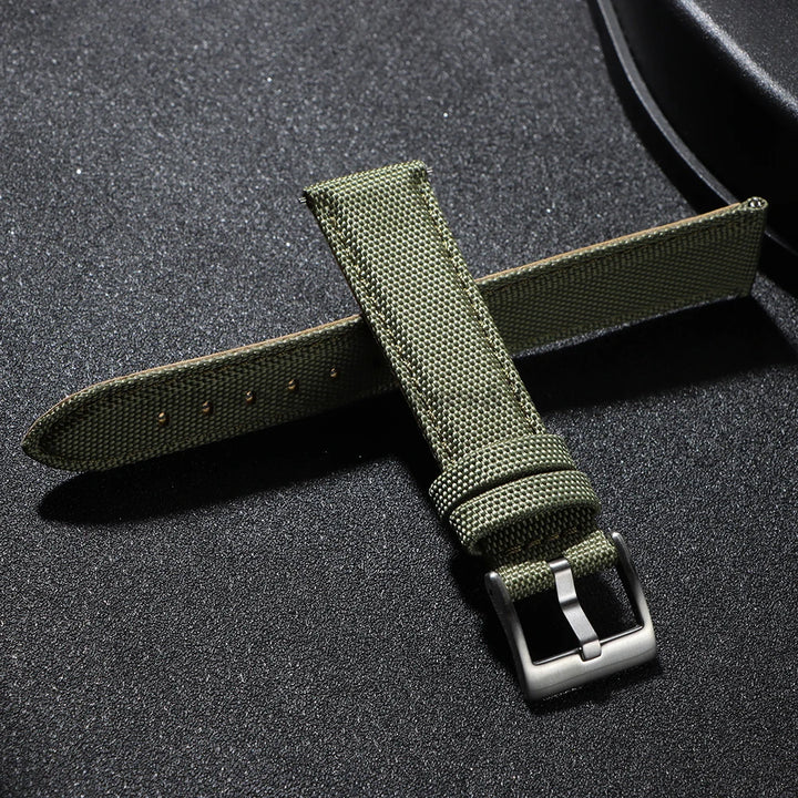 Nylon & Leather Hybrid Watch Strap (20/22mm, Quick Release)