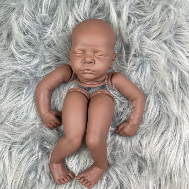 19″ Romy Dark Skin Unpainted Reborn Doll Kit – Vinyl Newborn Parts with Cloth Body