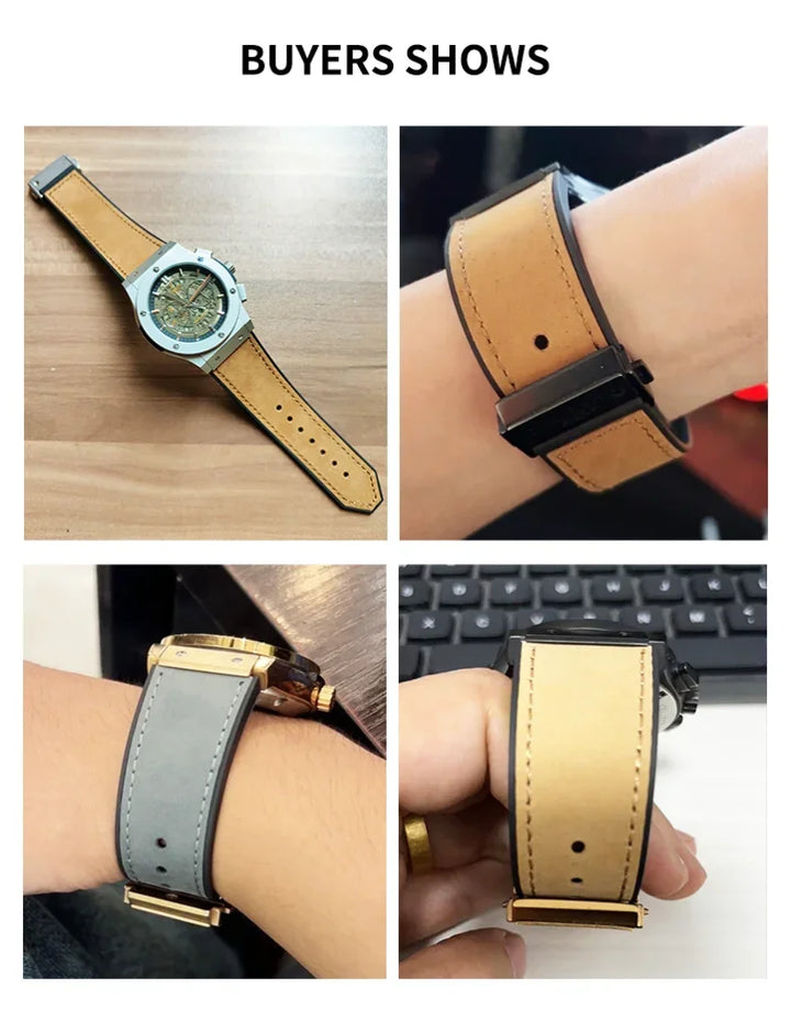 Hublot Yubo Leather & Silicone Hybrid Watch Strap 26×19mm