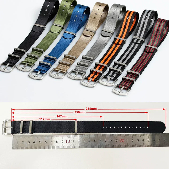 High‑Density Nylon Watch Strap – 20/22mm, Military Style