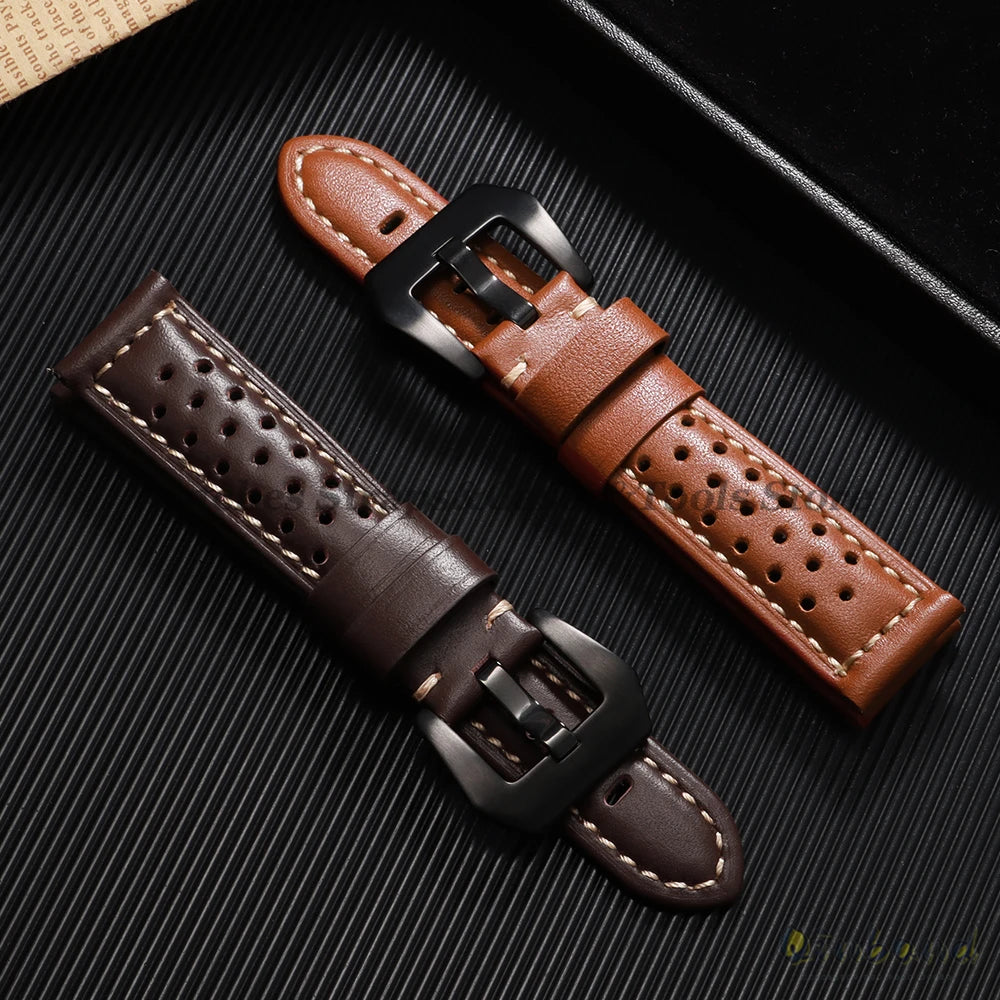 Handmade Cowhide Breathable Leather Watch Band 18mm 20mm 22mm 24mm 26mm for Panerai for Omega Men's Strap Watchband Accessories