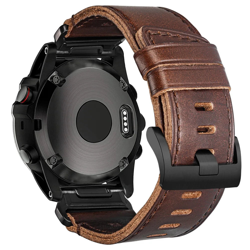 Horween Leather Straps For Garmin Fenix7 Quickfit 22 26mm Business Retro Watch Band Epix MARQ Quatic Tactix Forerunner