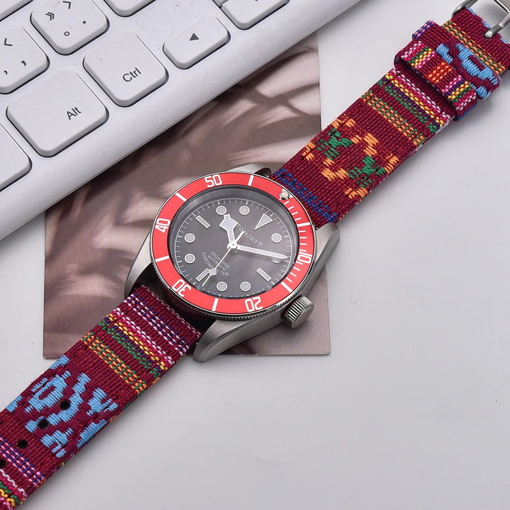 JUELONG Multicolor Nylon Sailcloth Watch Strap 20/22mm
