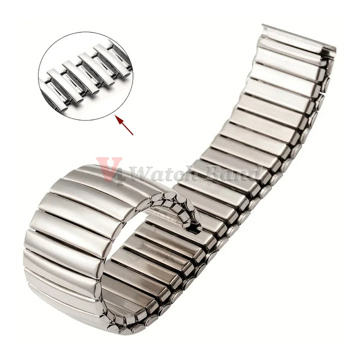 12 14 16 18 20 22mm Stainless Steel Elastic Strap Polished Band Metal Bracelet Watch Accessories for Samsung Watch3/4/5/6