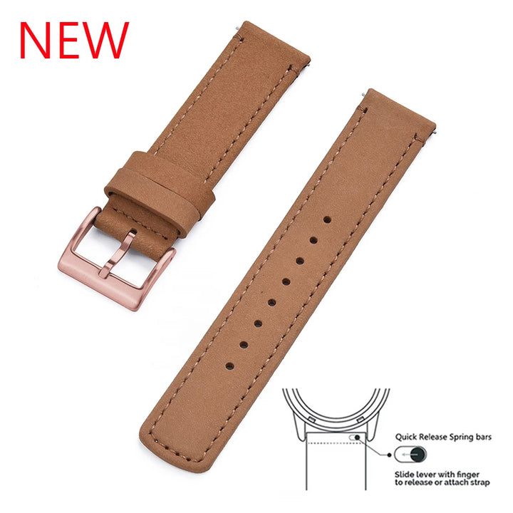 JUELONG Premium Leather Watch Strap 20mm 22mm With Quick Release Watch Bands Black Silver Buckle For Men's Watches Accessories