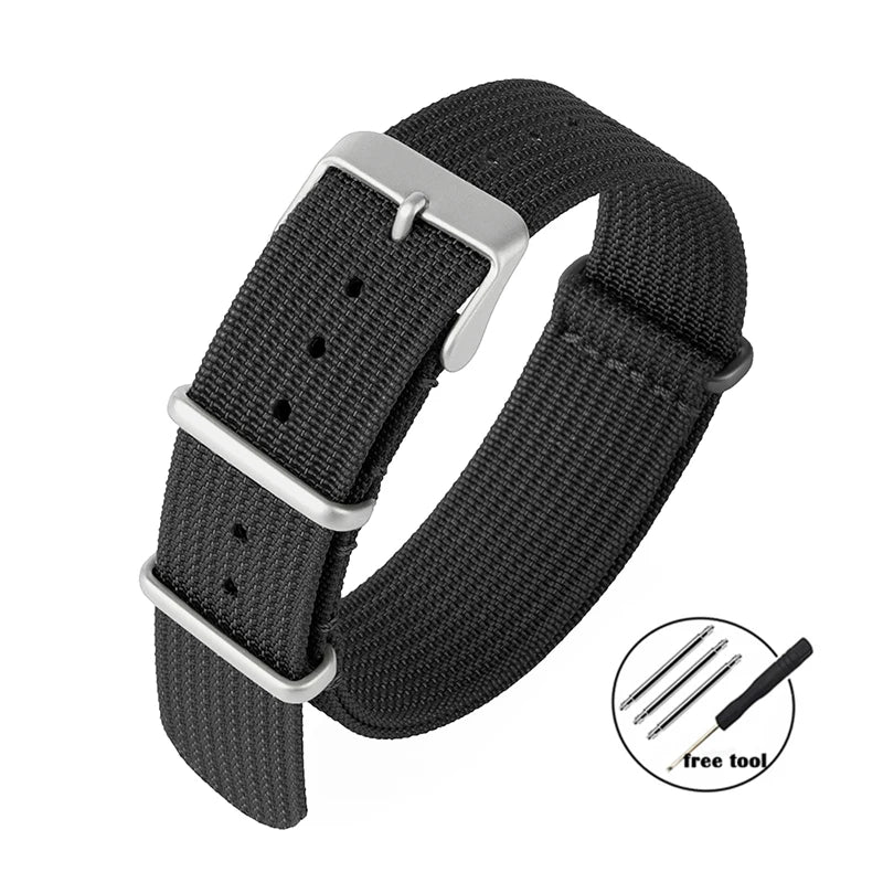 18mm 20mm 22mm High Quality Nylon Strap Military for Rolex Braid Ribbed Sport Bracelet for Samsung Galaxy Watch4/3/5 Watchband