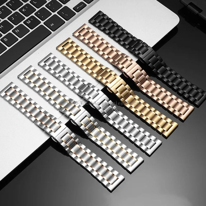 Curved End Solid Stainless Steel Watch Strap – Universal with Butterfly Buckle