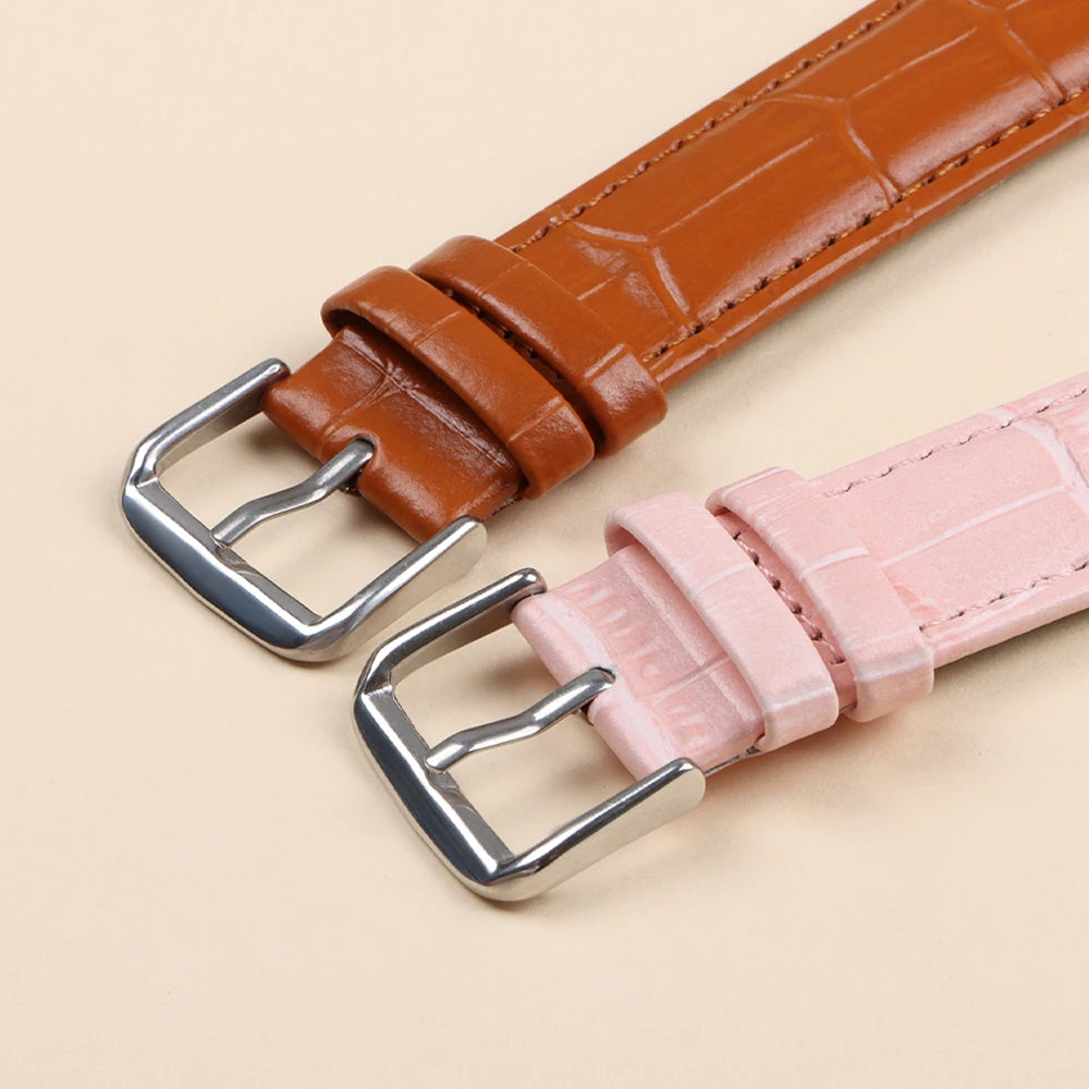 10mm–24mm Genuine Calfskin Leather Watch Strap (Slub Pattern, Universal)