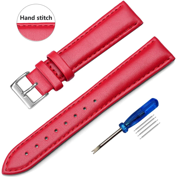 Genuine Leather Watch Strap – Smooth Finish 12–22mm