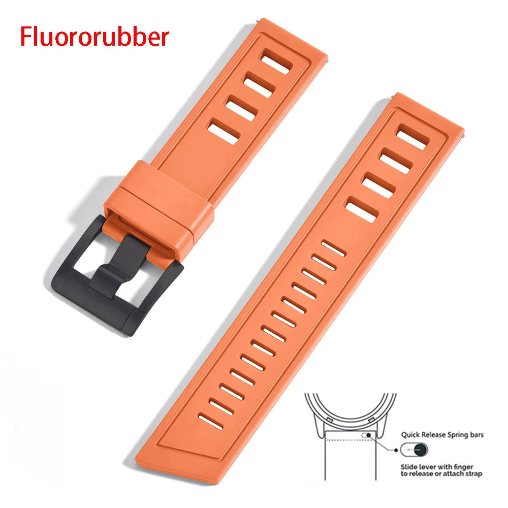 New Design SOFO Fluororubber FKM Watch Strap 20mm 22mm Waterproof Quick Release Watchbands For Each Brand Diving Watches
