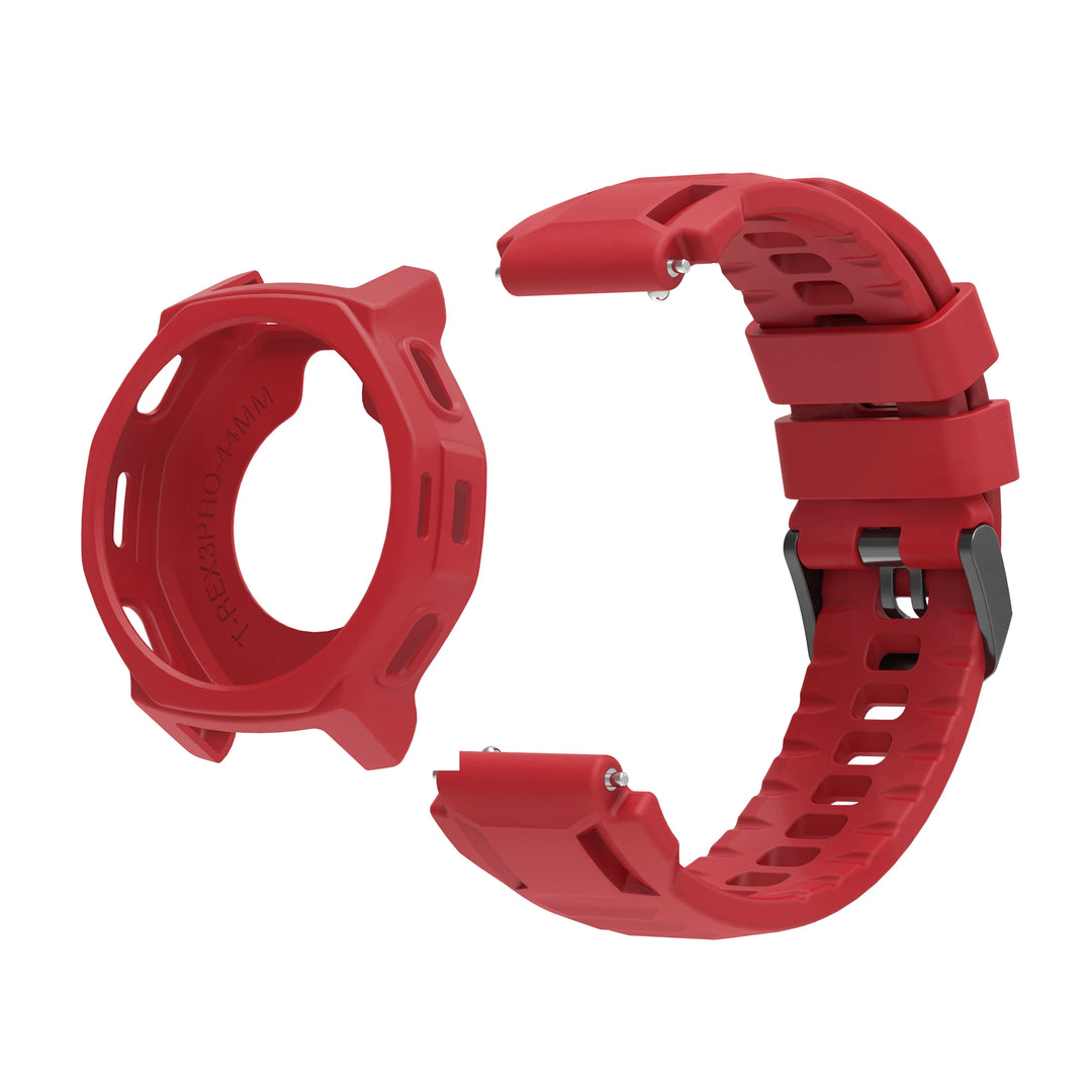 Silicone Strap with Protective Case for Amazfit T-Rex 3 Pro (44mm)