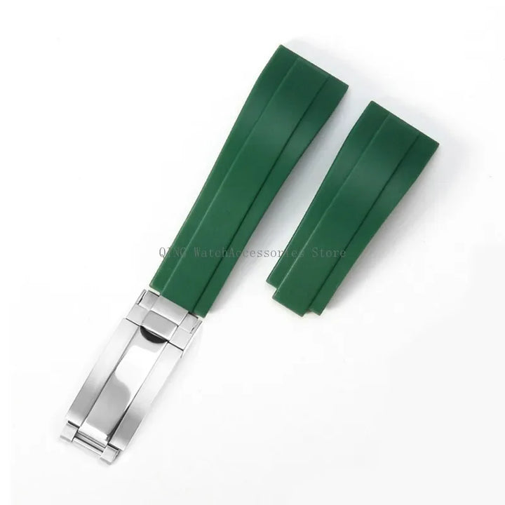 Rubber Silicone Watch Strap for Rolex Oysterflex – 20mm, Folding Buckle