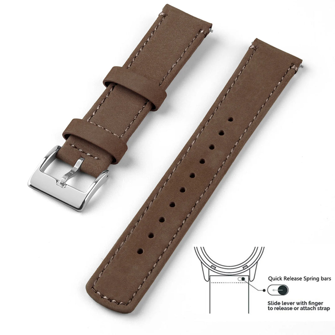 Top Grain Genuine Leather Quick Release Watch Band 20–22mm for Samsung Galaxy Watch