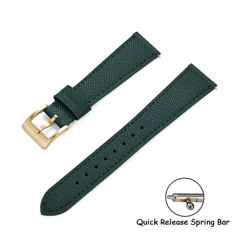 Quick Release Saffiano Leather Watch Strap – 18-24mm Universal