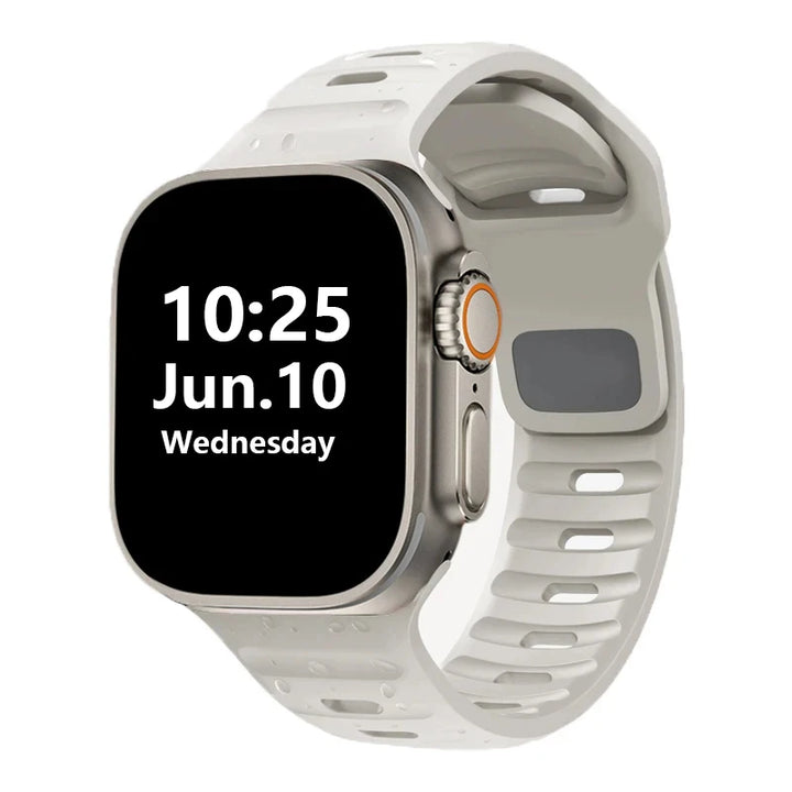 Silicone Rubber Apple Watch Band 38–49mm for iWatch Series 3–8 & Ultra