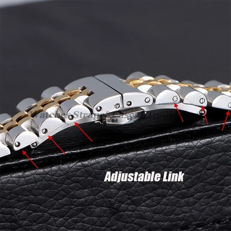 Solid Stainless Steel Watch Band 12–22mm for Rolex (Flat & Curved Ends)