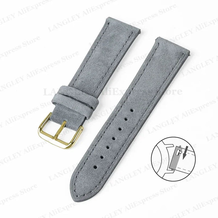 Vintage Suede Leather Watch Strap – 18/20/22mm, Quick Release
