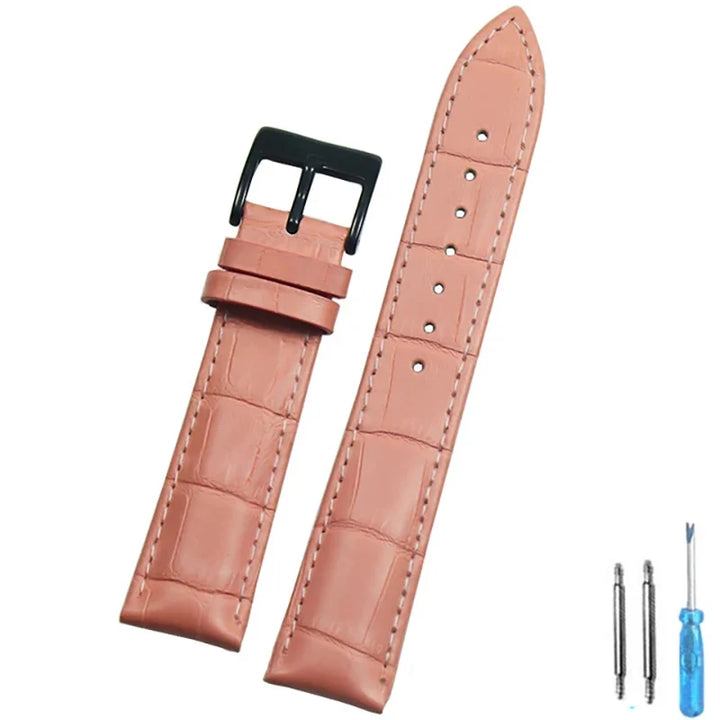 Genuine Leather Watch Strap – 14–24mm with Steel Buckle & Tool