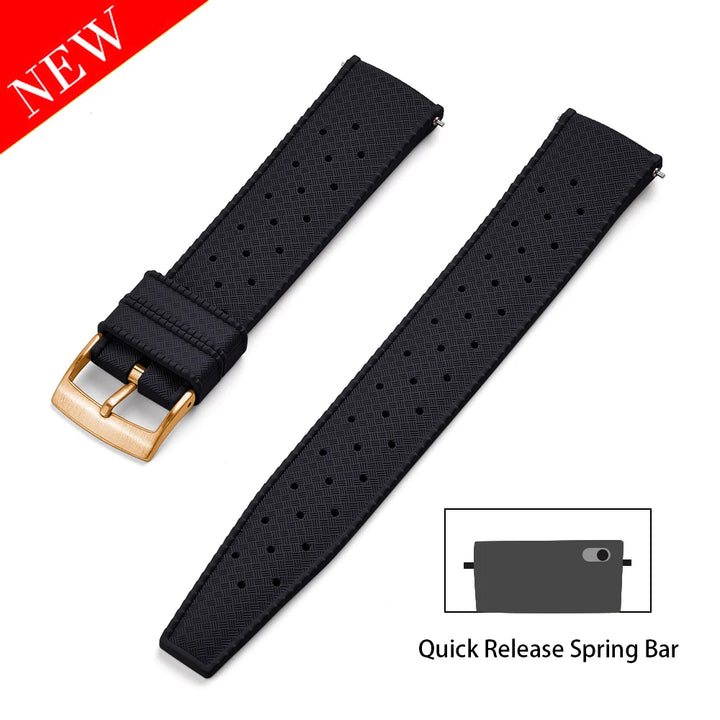 Premium Tropical FKM Rubber Straps 18mm 19mm 20mm 21mm 22mm 23mm 24mm Quick Release Perfect Fit Flat End Universal Watch Strap