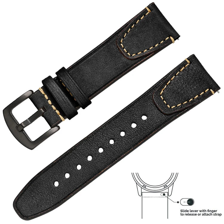 op Grain Genuine Leather Watch Band 20mm 22mm (Quick Release)