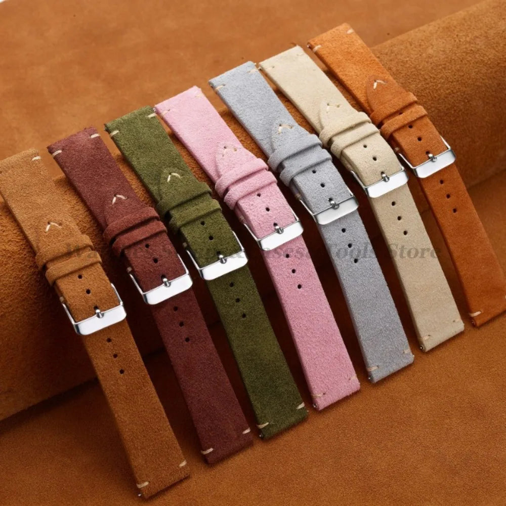 Soft Suede & Calfskin Quick Release Watch Strap for Huawei GT3/GT4 – 14-22mm