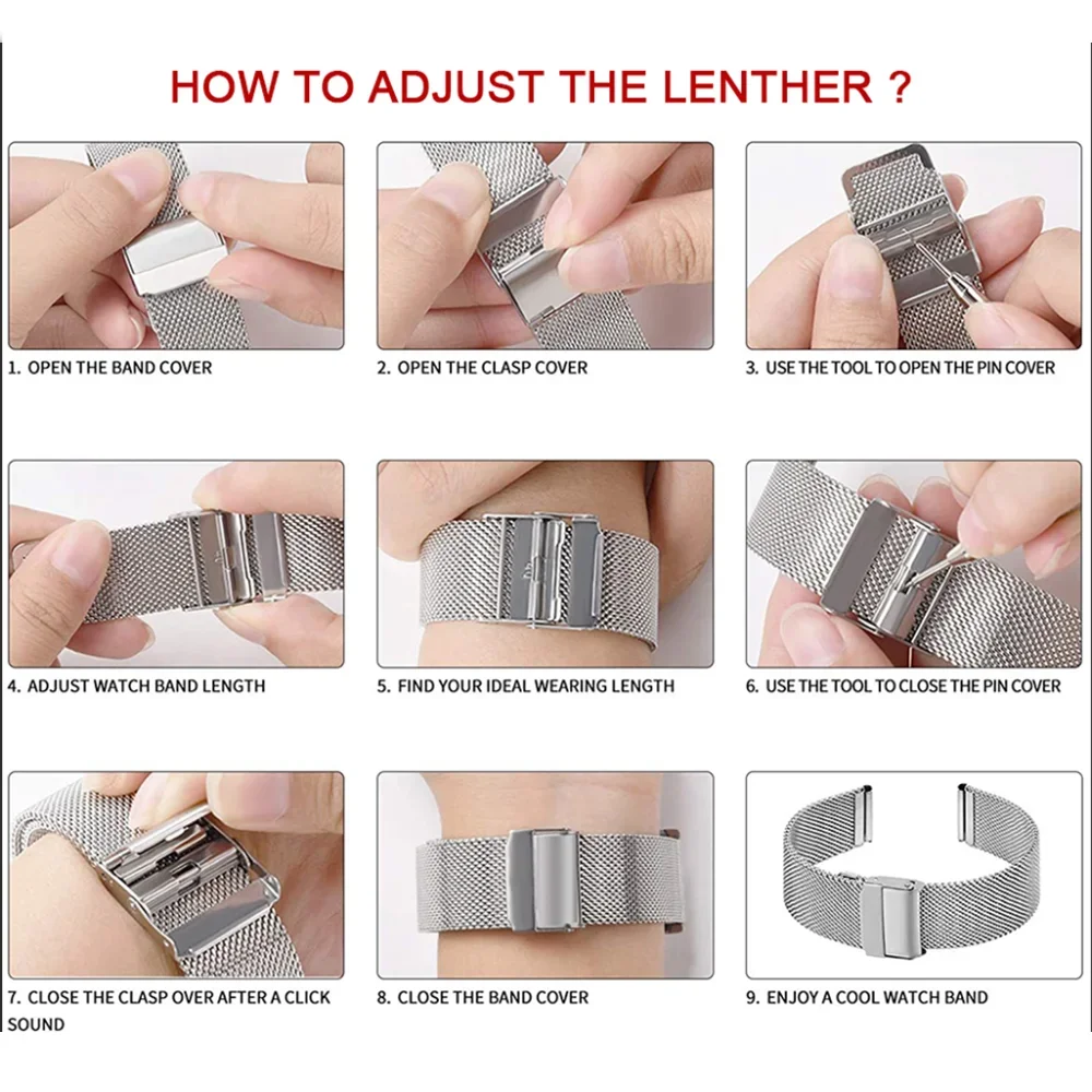 0.6mm Milanese Mesh Watch Strap – 12–24mm for Seiko & DW