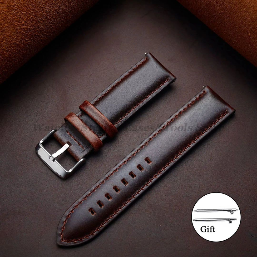 Vintage Cowhide Leather Watch Strap 18–26mm Quick Release – Universal