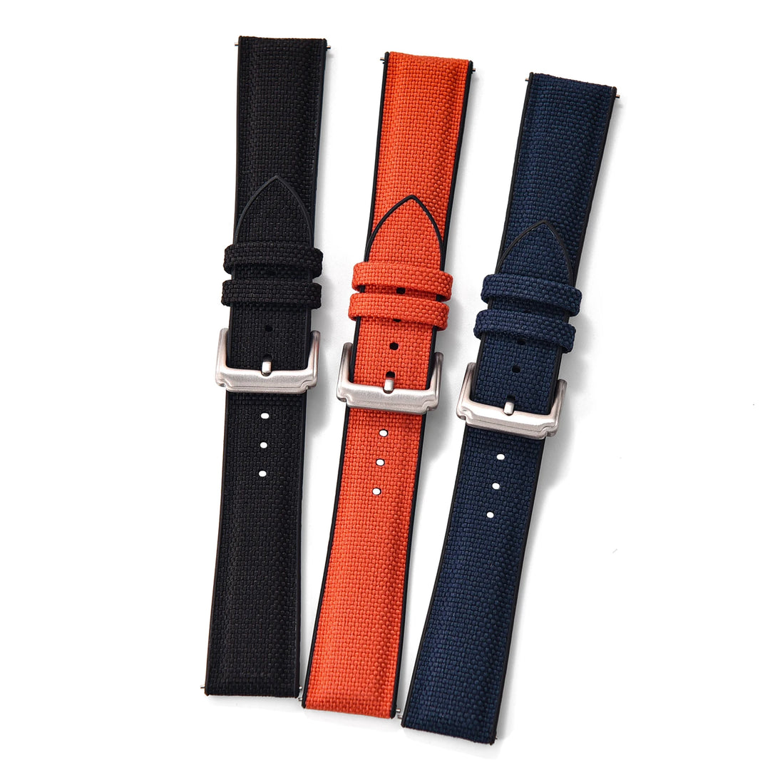 Quality Sailcloth Watch Strap18/19/ 20/21/22mm Silicone Rubber Watchband Nylon Qucik Release Fabric Bracelet Universal Wristbelt