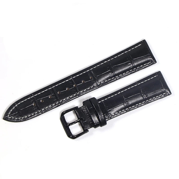 Genuine Leather Watch Strap with Steel Pin Buckle (12-24mm)