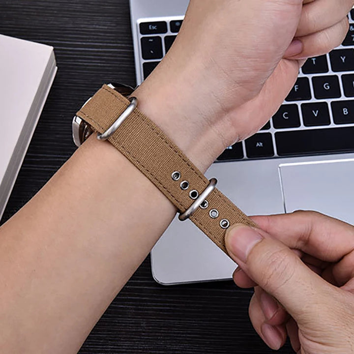 Nylon Canvas Watch Strap with Ring Buckle (18/20/22mm)