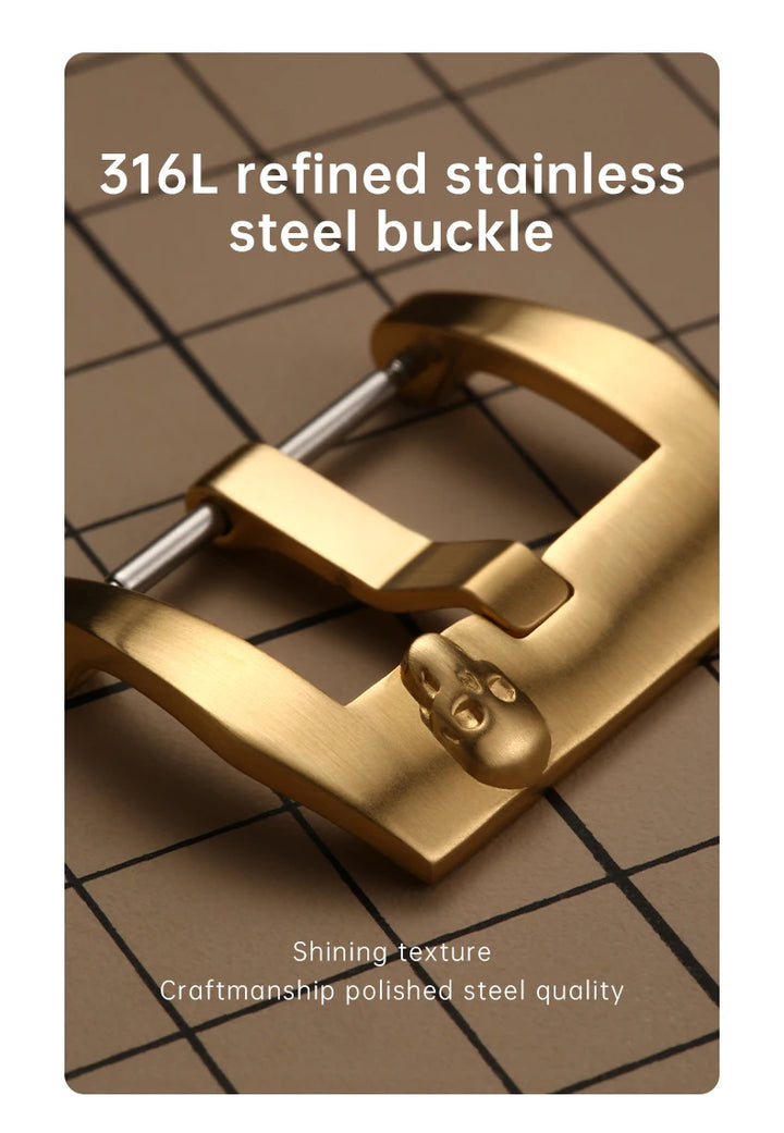 Maikes Skull Watch Buckle 316L Stainless Steel 18mm 20mm 22mm Black Rose Gold Leather Strap Clasp