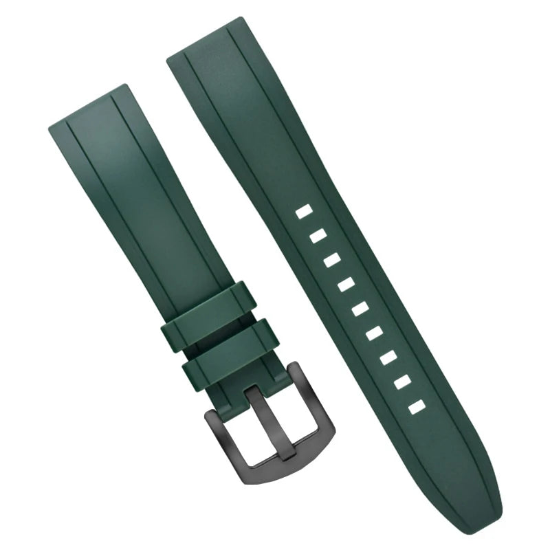 Silicone Sport Watch Strap – 20–24mm Quick-Release (Black/Green)