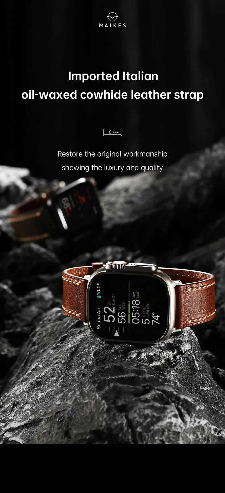 Apple Watch Luxury Cow Leather Strap For Ultra 2 49mm Band Series 9 8 7 6 5 SE 45mm 44mm 41mm 40mm Handmade Watchbands