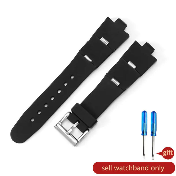 Black Rubber Replacement Watch Strap for BVLGARI (22/24mm)