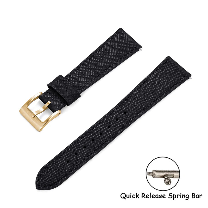 Quick Release Saffiano Leather Watch Strap – 18-24mm Universal