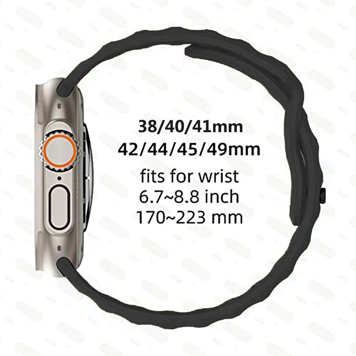 Silicone Apple Watch Band 38–49mm for iWatch Series 3–8 & Ultra