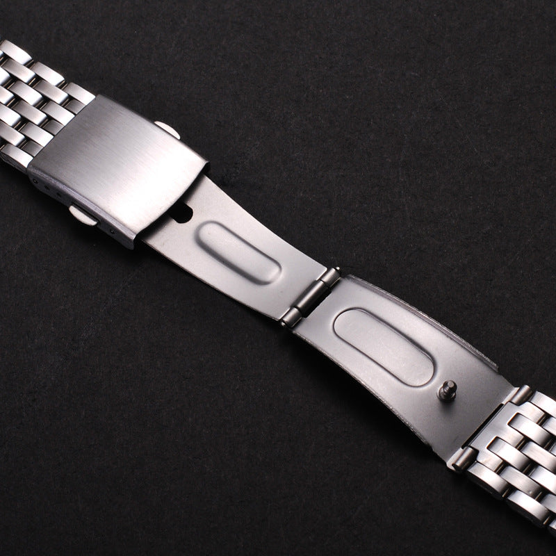 Universal Stainless Steel Watch Strap with Folding Buckle (18–22mm)