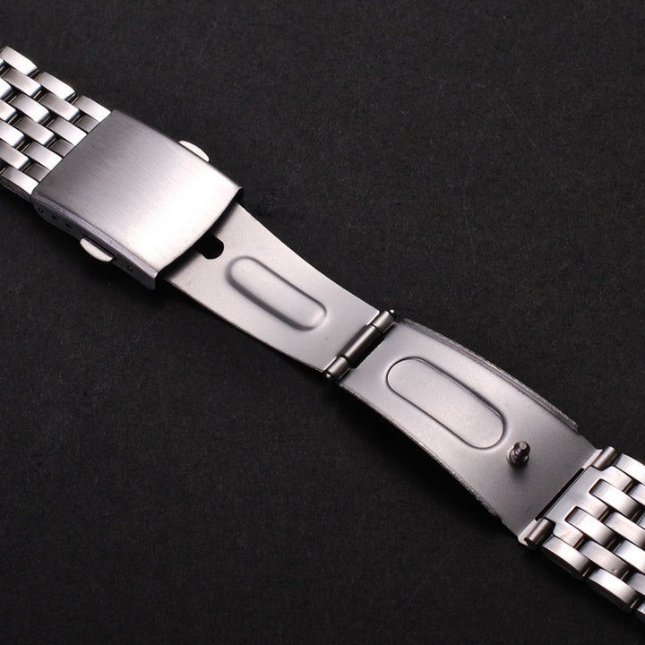 Universal Stainless Steel Watch Strap with Folding Buckle (18–22mm)