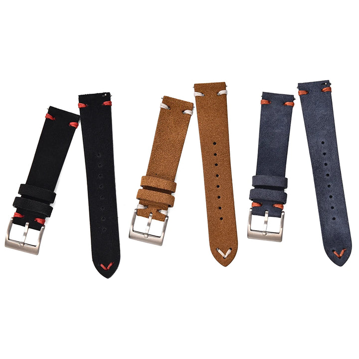 Vintage Suede Leather Quick Release Watch Strap – 20/22mm Brown/Grey