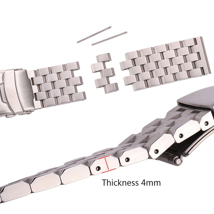 Solid Stainless Steel Watch Bracelet – Silver Brushed (18-24mm)