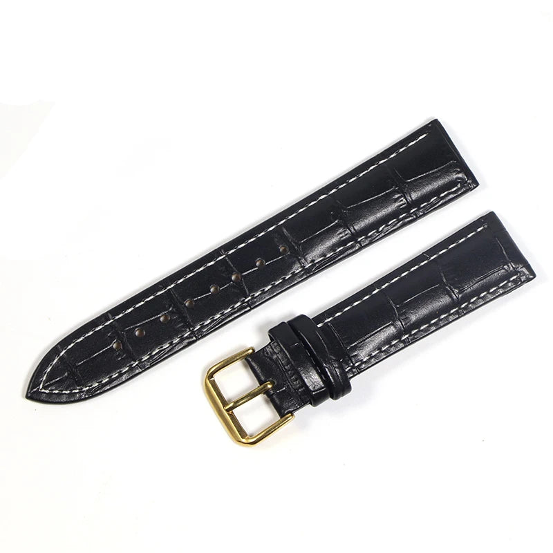Genuine Leather Watch Strap with Steel Pin Buckle (12-24mm)