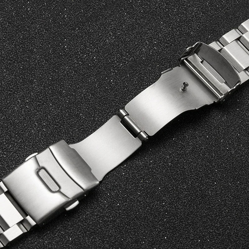 Stainless Steel Metal Watch Strap with Luxury Buckle (18–25mm)